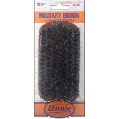 Annie Soft Military Brush 100% Pure Boar Bristles, Dark Brown