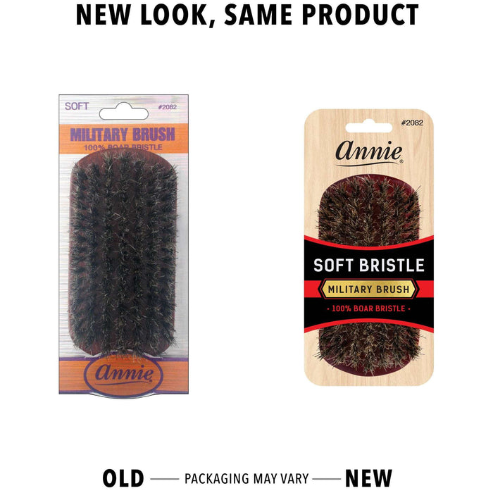 Annie Soft Military Brush 100% Pure Boar Bristles, Dark Brown