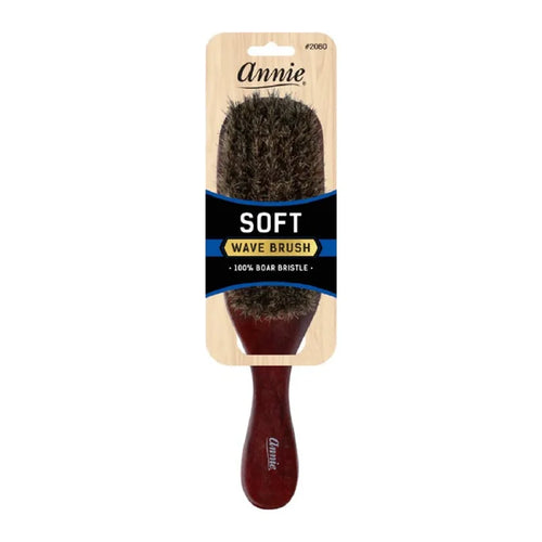Annie Soft Wave Brush 100% Pure Boar Bristles, 1 Count, Dark Brown