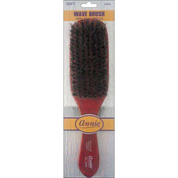Annie Soft Wave Brush 100% Pure Boar Bristles, 1 Count, Dark Brown