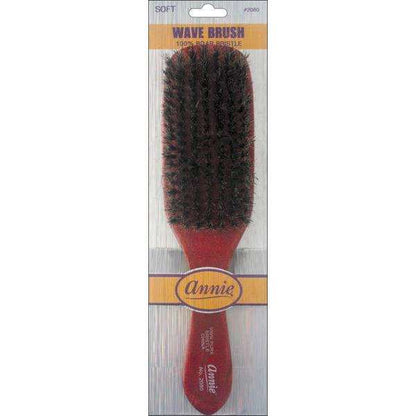 Annie Soft Wave Brush 100% Pure Boar Bristles, 1 Count, Dark Brown