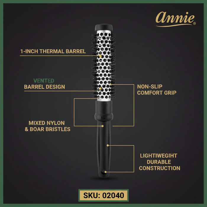 Annie Thermal Round Curling Brush 1 Inch, 1 Count, Black