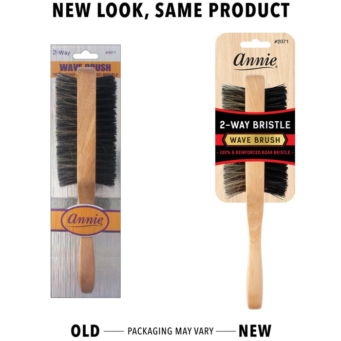 Annie Two Way Wave Boar Bristle Brush, Soft and Hard, Light Brown