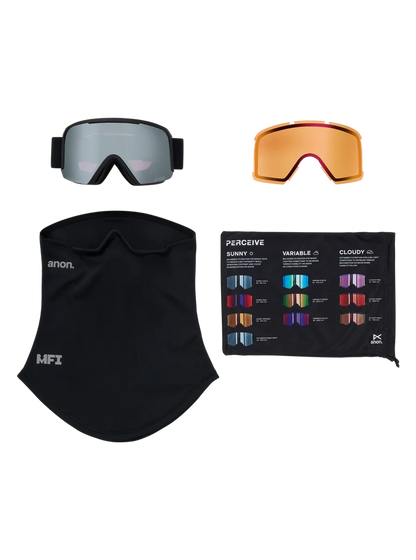 Product image of Anon Nesa S Goggles + Bonus Lens + MFI® Face Mask[Variant:Frame: Smoke, Lens: Perceive Sunny Onyx (6% / S4), Spare Lens: Perceive Cloudy Burst (59% / S1)]