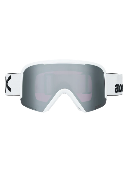Product image of Anon Nesa S Goggles + Bonus Lens + MFI® Face Mask[Variant:Frame: White, Lens: Perceive Sunny Onyx (6% / S4), Spare Lens: Perceive Cloudy Burst (59% / S1)]