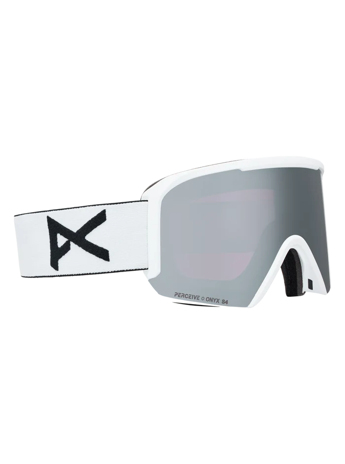 Product image of Anon Nesa S Goggles + Bonus Lens + MFI® Face Mask[Variant:Frame: White, Lens: Perceive Sunny Onyx (6% / S4), Spare Lens: Perceive Cloudy Burst (59% / S1)]