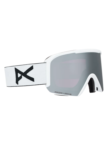 Product image of Anon Nesa S Goggles + Bonus Lens + MFI® Face Mask[Variant:Frame: White, Lens: Perceive Sunny Onyx (6% / S4), Spare Lens: Perceive Cloudy Burst (59% / S1)]