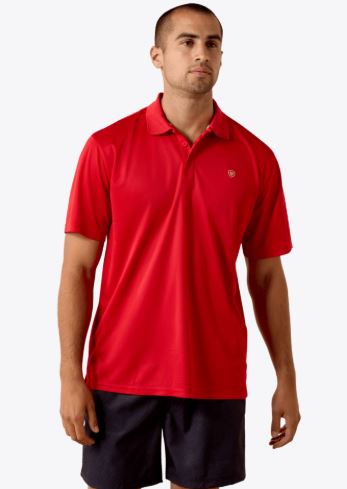Ariat Men's TEK Short Sleeve Polo in Scarlet
