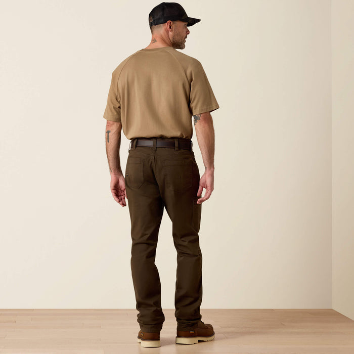 Full back view of men's Ariat Rebar work pant in wren brown.