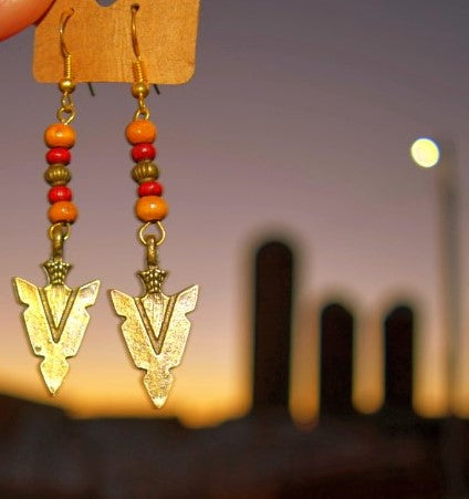 Arrowhead Handmade Wooden beaded earrings