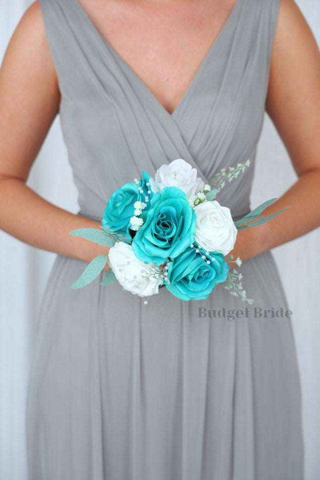 Artificial Wedding Bouquet in Turquoise and White  - $39.50 | Presidio