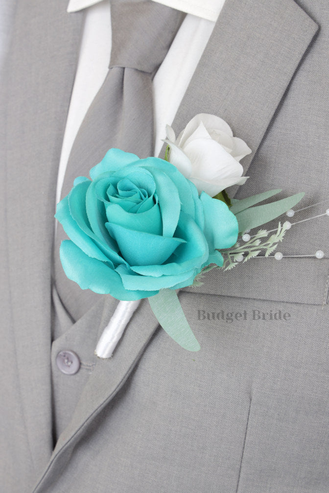 Artificial Wedding Bouquet in Turquoise and White  - $39.50 | Presidio
