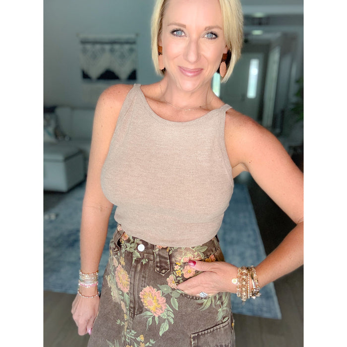 Autumn Coast Knit Tank Taupe