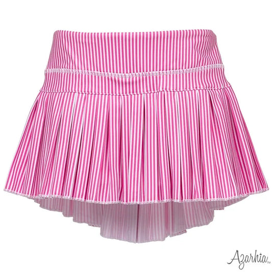 Azarhia Hot Pink Stripes Mini Pleated Skort