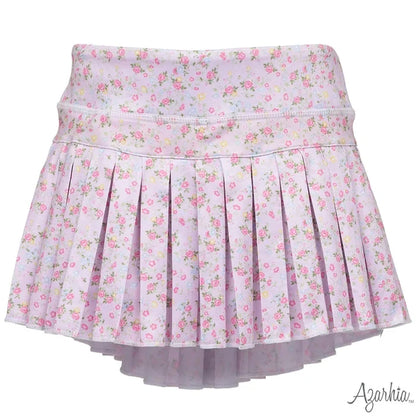 Azarhia Pretty in Pink Flowers Mini Pleated Skort