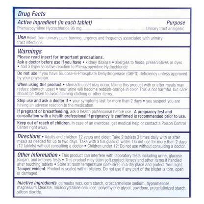 AZO Standard Urinary Pain Relief – Phenazopyridine 95 mg, 30 ct
