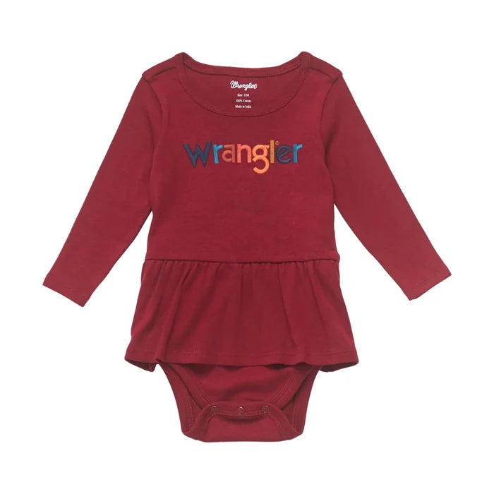 Baby/Toddler Girl's Wrangler Maroon Long Sleeve Skirted Onesie