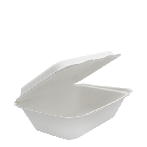 Dispo Disposable Tableware 7" x 5" / 600 Boxes Bagasse Clamshell Lunch Boxes