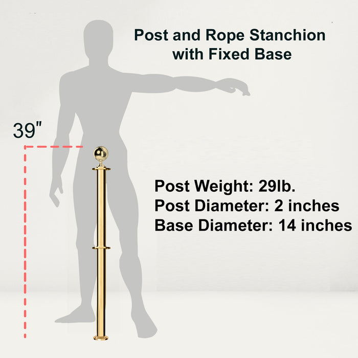 Ball Top Dual Rope Stanchion with Fixed Base - Montour Line CXLineDF - Crowd Control Warehouse