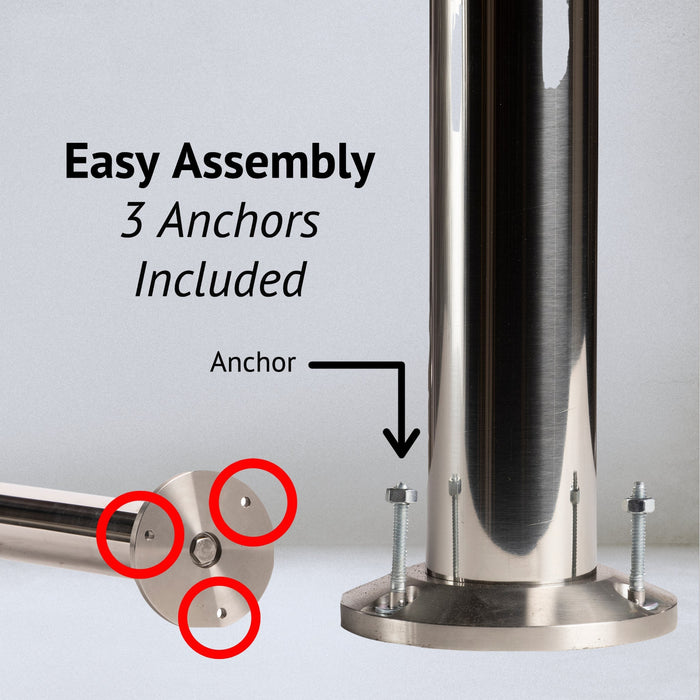 Ball Top Dual Rope Stanchion with Fixed Base - Montour Line CXLineDF - Crowd Control Warehouse