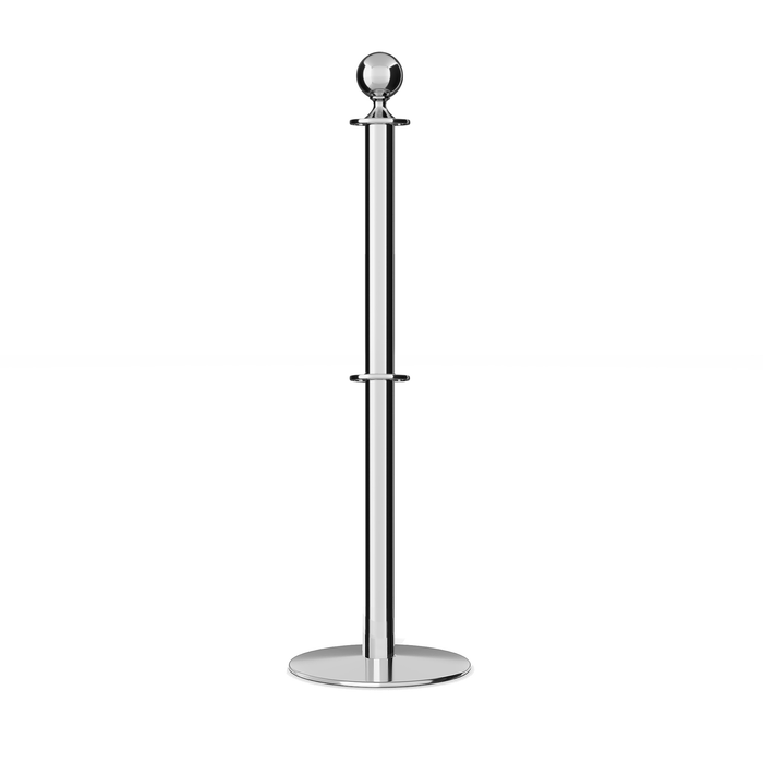 Ball Top Dual Rope Stanchion with Low Profile Base - Montour Line CXLineD - Crowd Control Warehouse