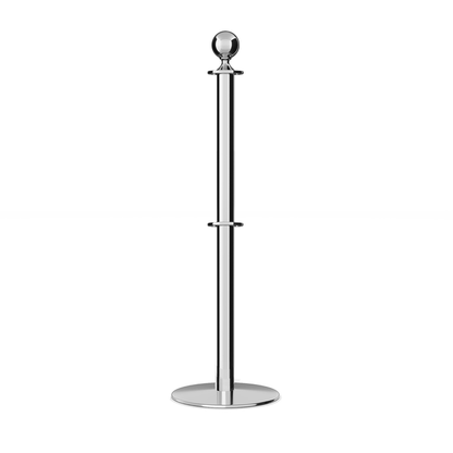 Ball Top Dual Rope Stanchion with Low Profile Base - Montour Line CXLineD - Crowd Control Warehouse