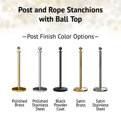 Ball Top Dual Rope Stanchion with Low Profile Base - Montour Line CXLineD - Crowd Control Warehouse