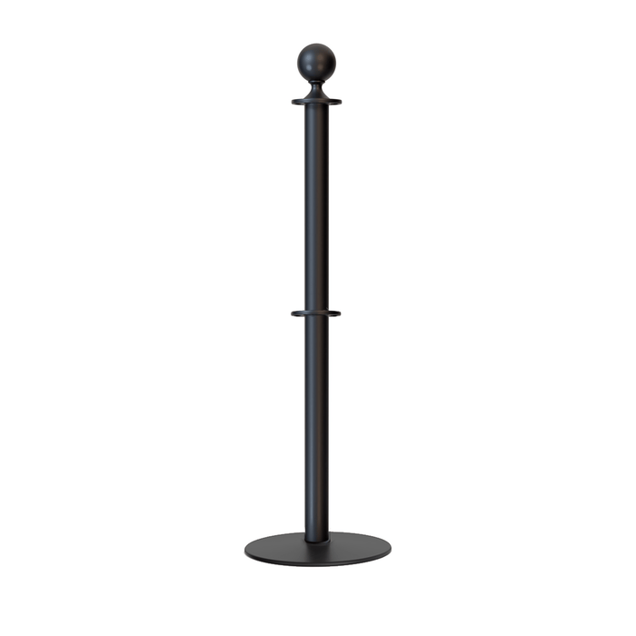 Ball Top Dual Rope Stanchion with Low Profile Base - Montour Line CXLineD - Crowd Control Warehouse
