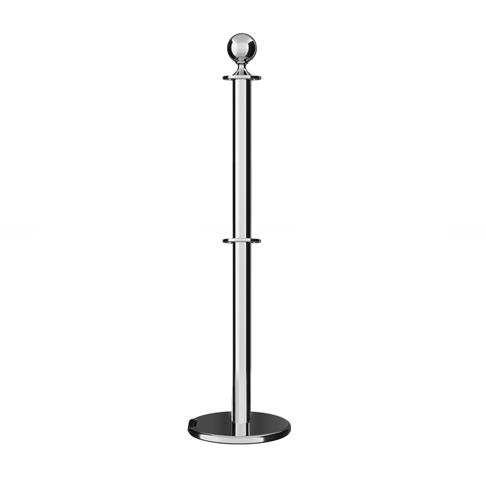 Ball Top Dual Rope Stanchion with Roller Base - Montour Line CELineD - Crowd Control Warehouse