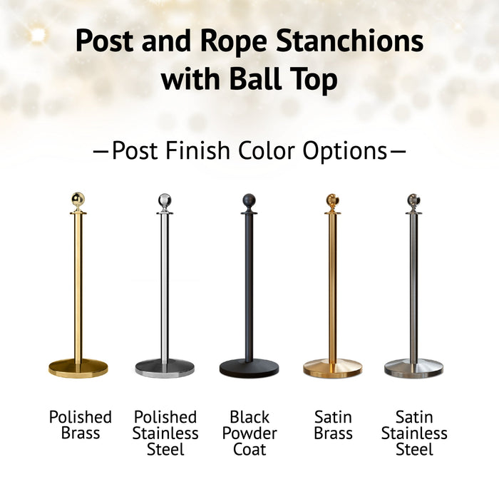 Ball Top Dual Rope Stanchion with Roller Base - Montour Line CELineD - Crowd Control Warehouse
