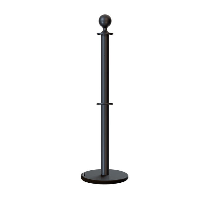 Ball Top Dual Rope Stanchion with Roller Base - Montour Line CELineD - Crowd Control Warehouse
