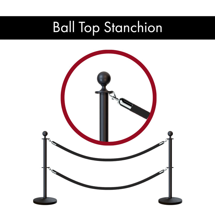 Ball Top Dual Rope Stanchion with Sloped Base - Montour Line CLineD - Crowd Control Warehouse