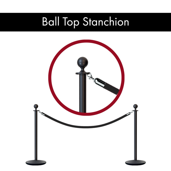 Ball Top Post and Rope Stanchion with Cast Iron Base - Montour Line CILine - Crowd Control Warehouse