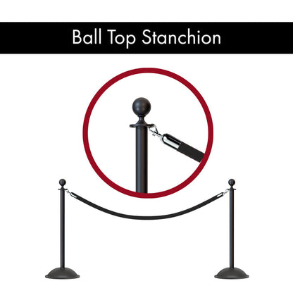 Ball Top Post and Rope Stanchion with Dome Base - Montour Line CDLine - Crowd Control Warehouse
