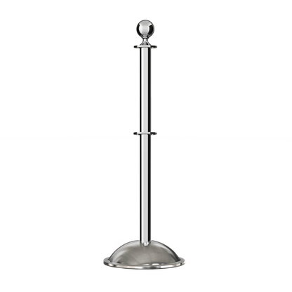 Ball Top Post and Rope Stanchion with Dome Base - Montour Line CDLineD - Crowd Control Warehouse