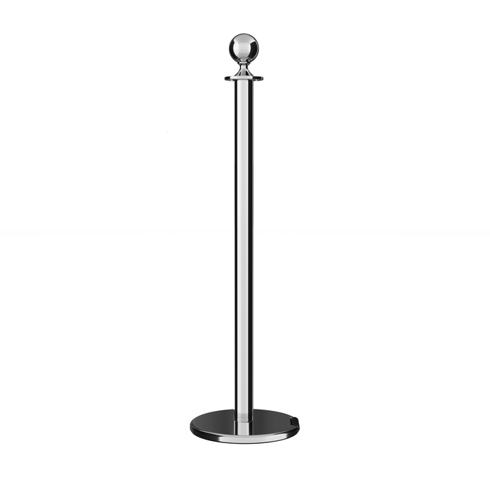 Ball Top Post and Rope Stanchion with Roller Base - Montour Line CELine - Crowd Control Warehouse