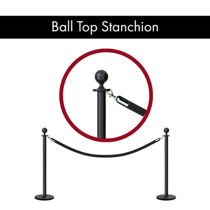 Ball Top Post and Rope Stanchion with Roller Base - Montour Line CELine - Crowd Control Warehouse