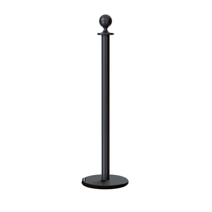 Ball Top Post and Rope Stanchion with Roller Base - Montour Line CELine - Crowd Control Warehouse