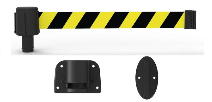 Banner Stakes PLUS Line 15' Belt Fixed Wall Mount System - Crowd Control Warehouse