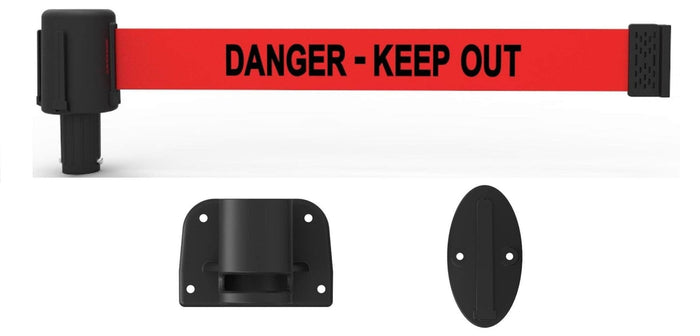 Banner Stakes PLUS Line 15' Belt Fixed Wall Mount System - Crowd Control Warehouse