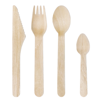 Dispo Biodegradable Cutlery Full Set / 1000 of each Biodegradable Wooden Cutlery