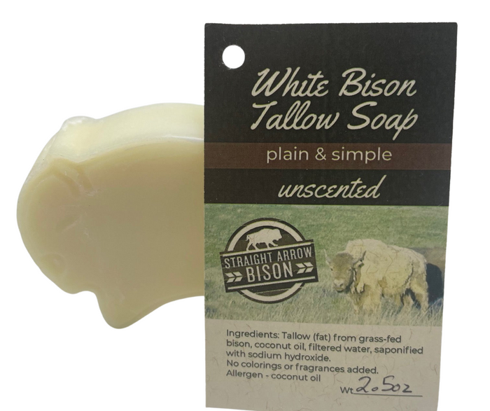 Bison Tallow Bar Soap | Unscented | 2.5 oz | Straight Arrow Bison