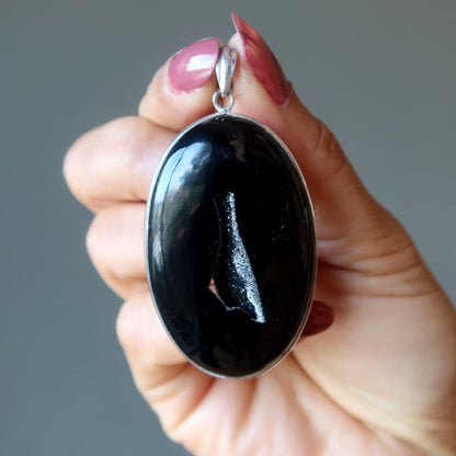 black agate druzy quartz pendant