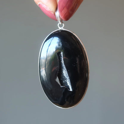 black agate druzy quartz pendant
