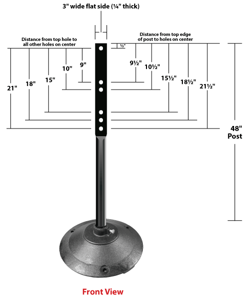Black Sign Stand & 24lbs Round Black Steel Base - Crowd Control Warehouse