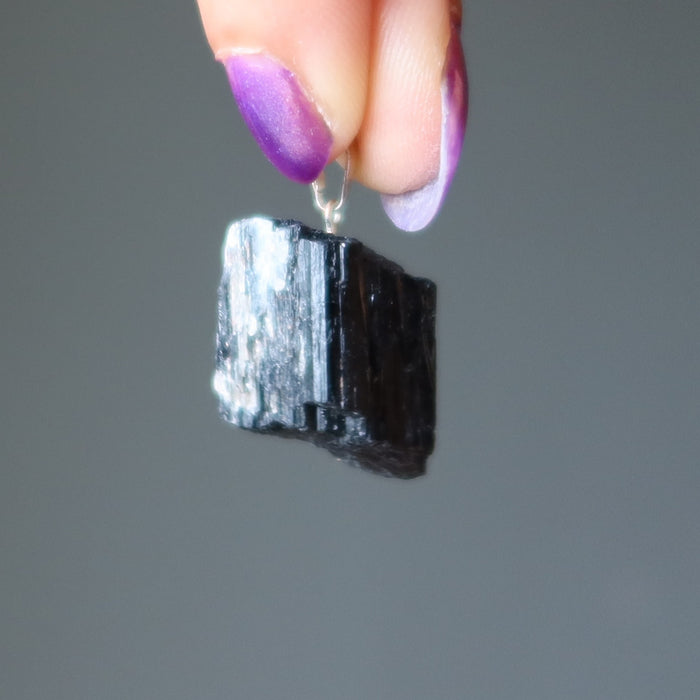 rough black tourmaline pendant