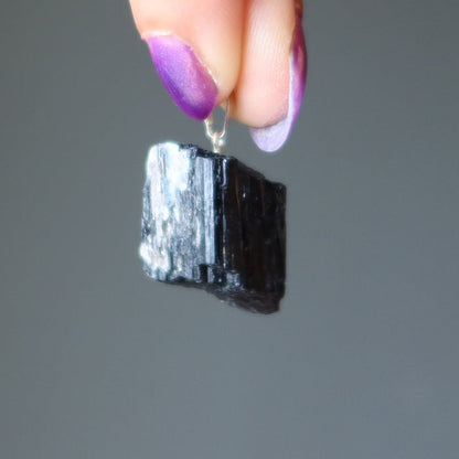 rough black tourmaline pendant