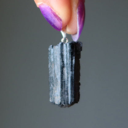 rough black tourmaline pendant