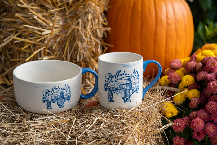Blue Stoneware Skyline Soup Mug