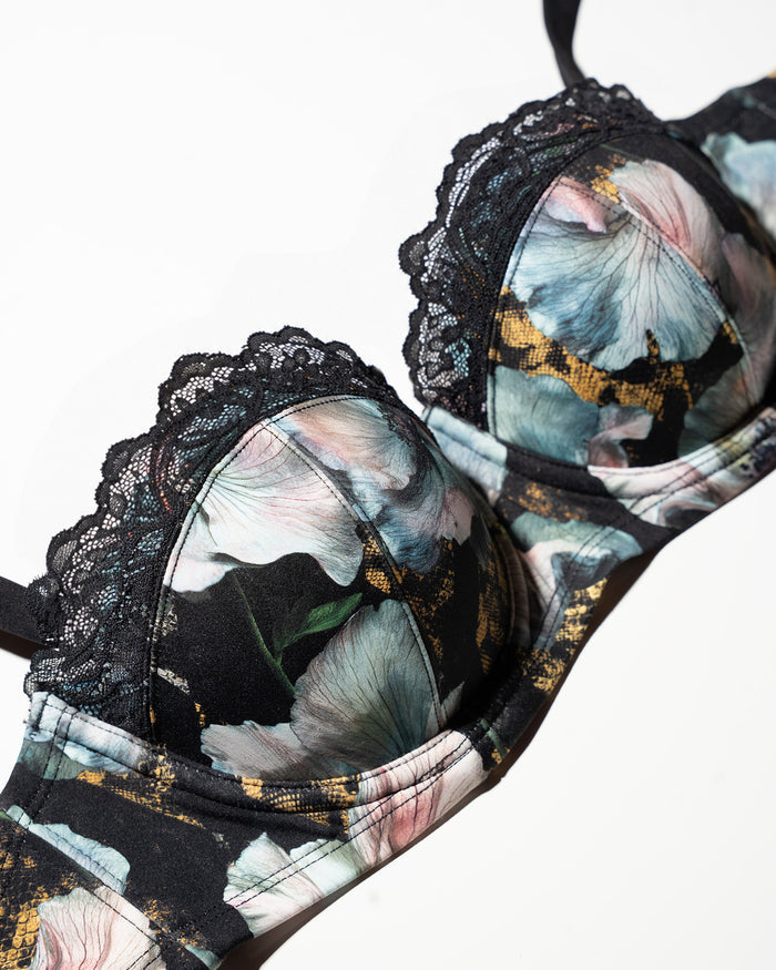 Flat lay of Bombshell Bikini Top - Mystic Poppy